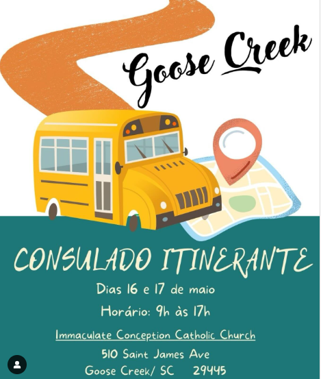 Consulado Itinerante vai atende brasileiros em Goose Creek nos dias 16 e 17 de maio