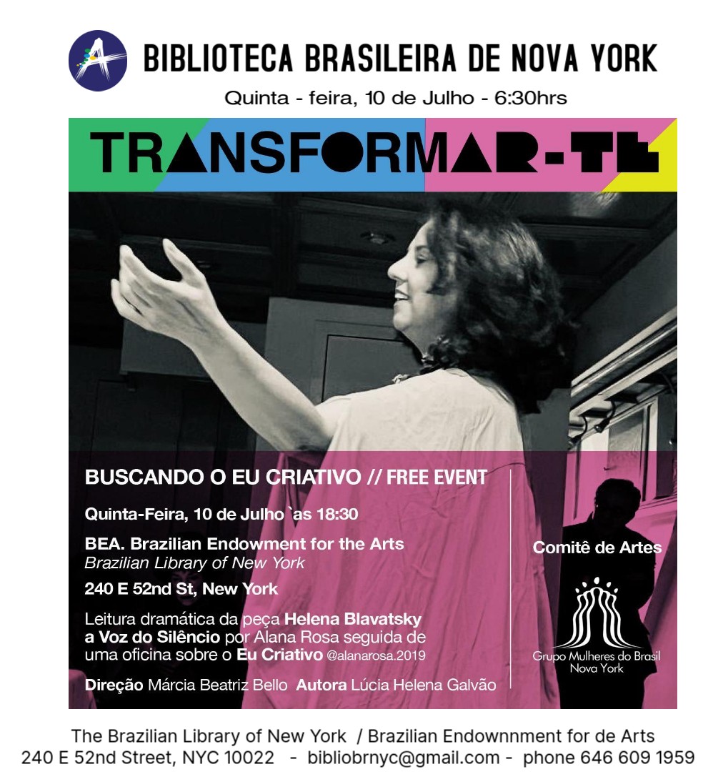 Biblioteca Brasileira de Nova York promove evento gratuito “Buscando o Eu Criativo”