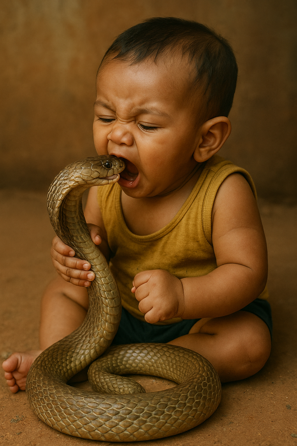 Bebê morde e mata cobra após ser atacado na Índia