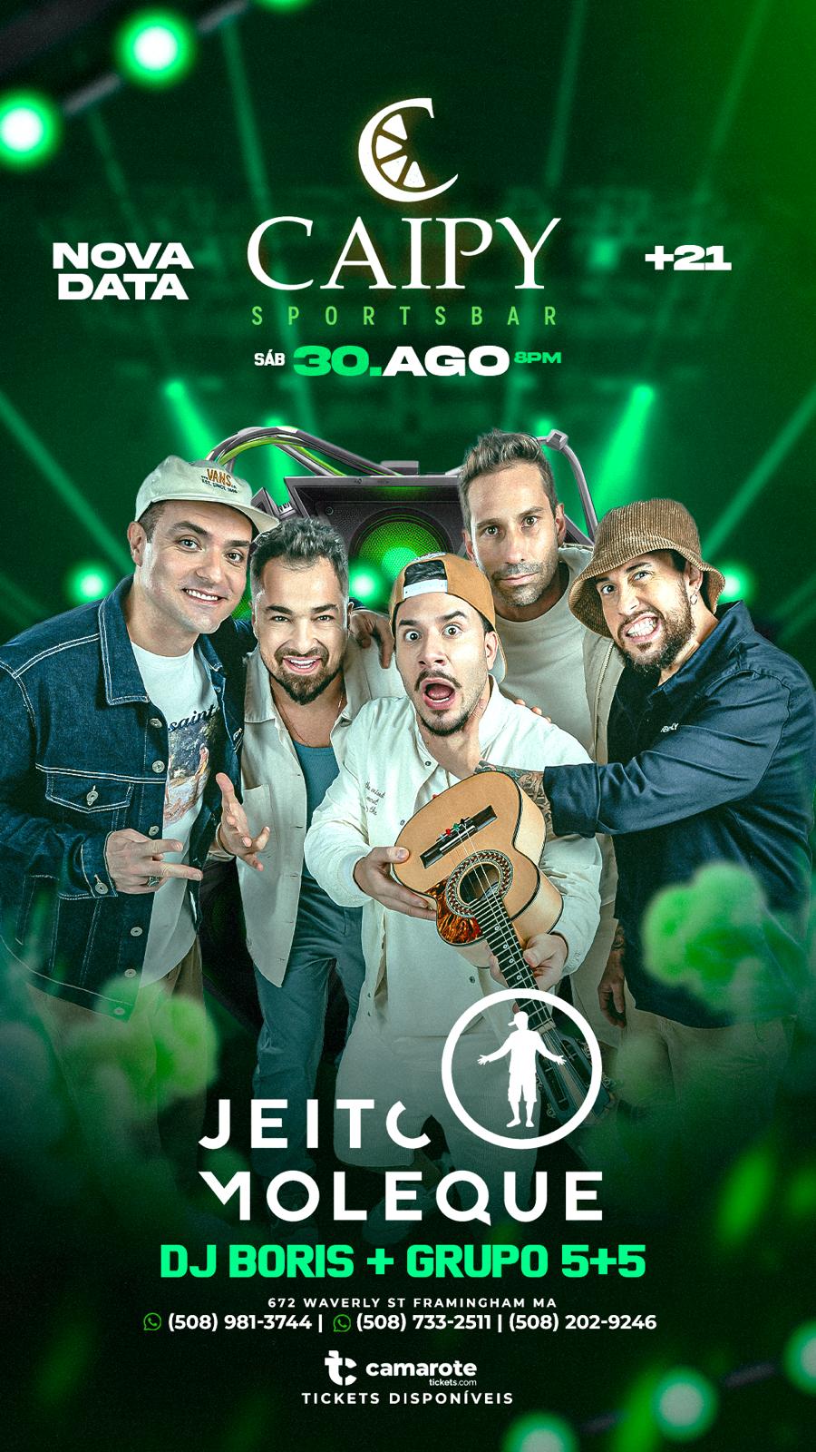 Jeito Moleque fará show em Framingham (MA) dia 30
