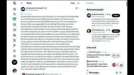 Crise diplomática: Embaixada dos EUA intensifica críticas a Alexandre de Moraes após convocação pelo Itamaraty