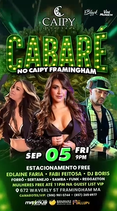 Fim de semana terá cabaré, bailão e pagode no no Caipy em Framingham