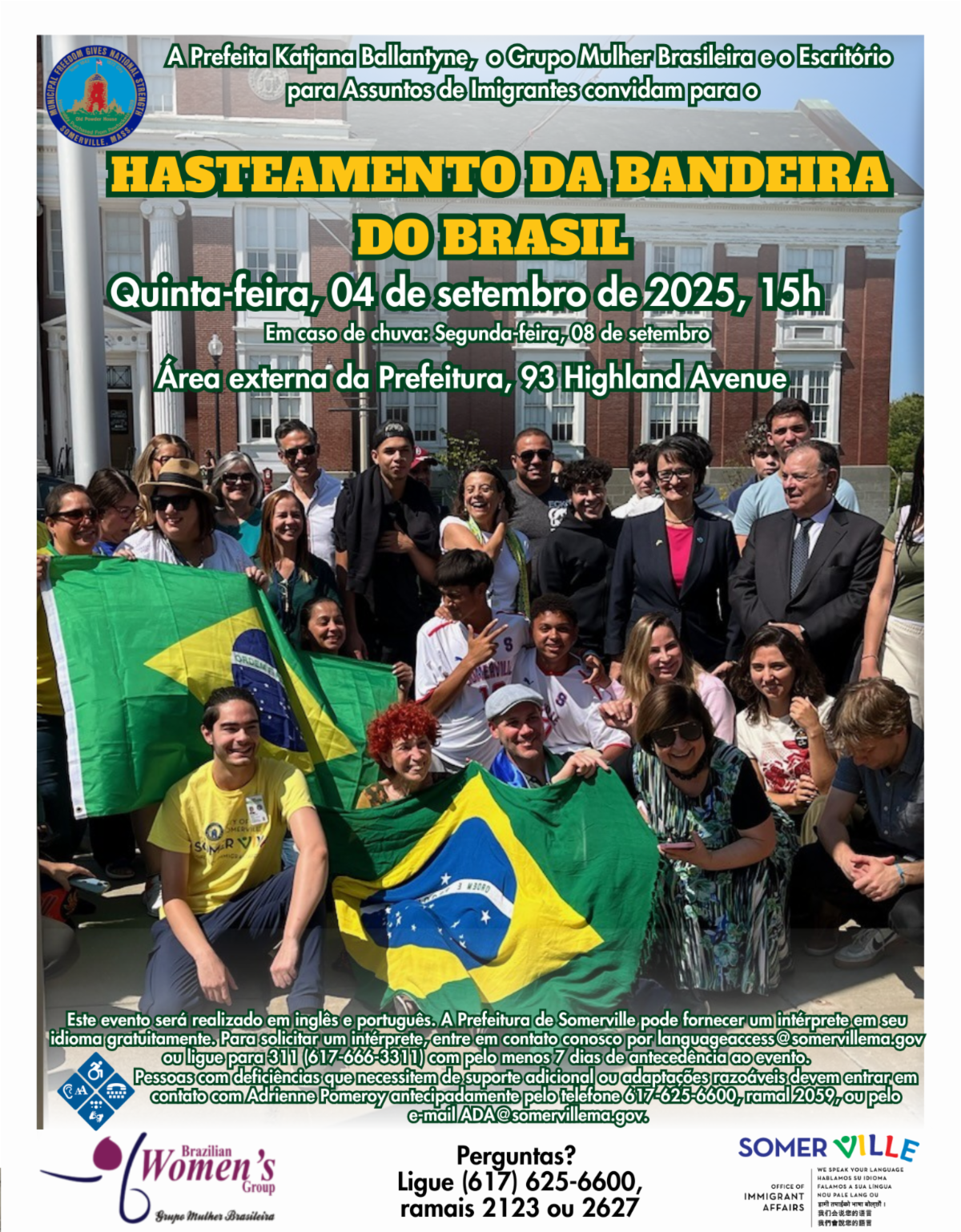 Somerville (MA) vai celebrar Independência do Brasil com hasteamento da bandeira
