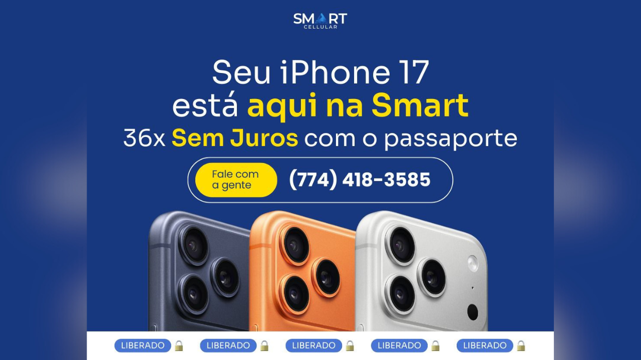 iPhone 17 já está disponível na Smart Celular com parcelamento facilitado
