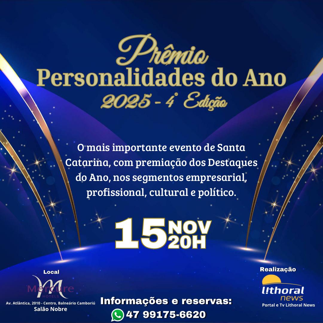 Prêmio Personalidades do Ano 2025 destaca líderes e talentos de Santa Catarina