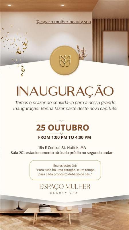 Espaço Mulher Beauty Spa inaugura novo ambiente em Natick, MA