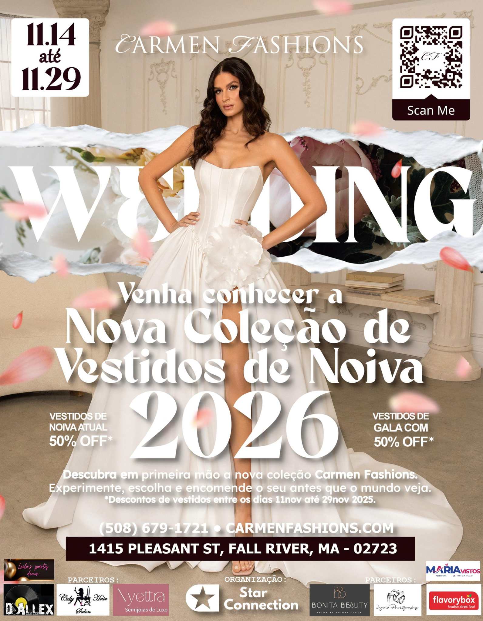 Carmem Fashions anuncia super promoção com 50% de desconto em vestidos de gala e noiva em Fall River
