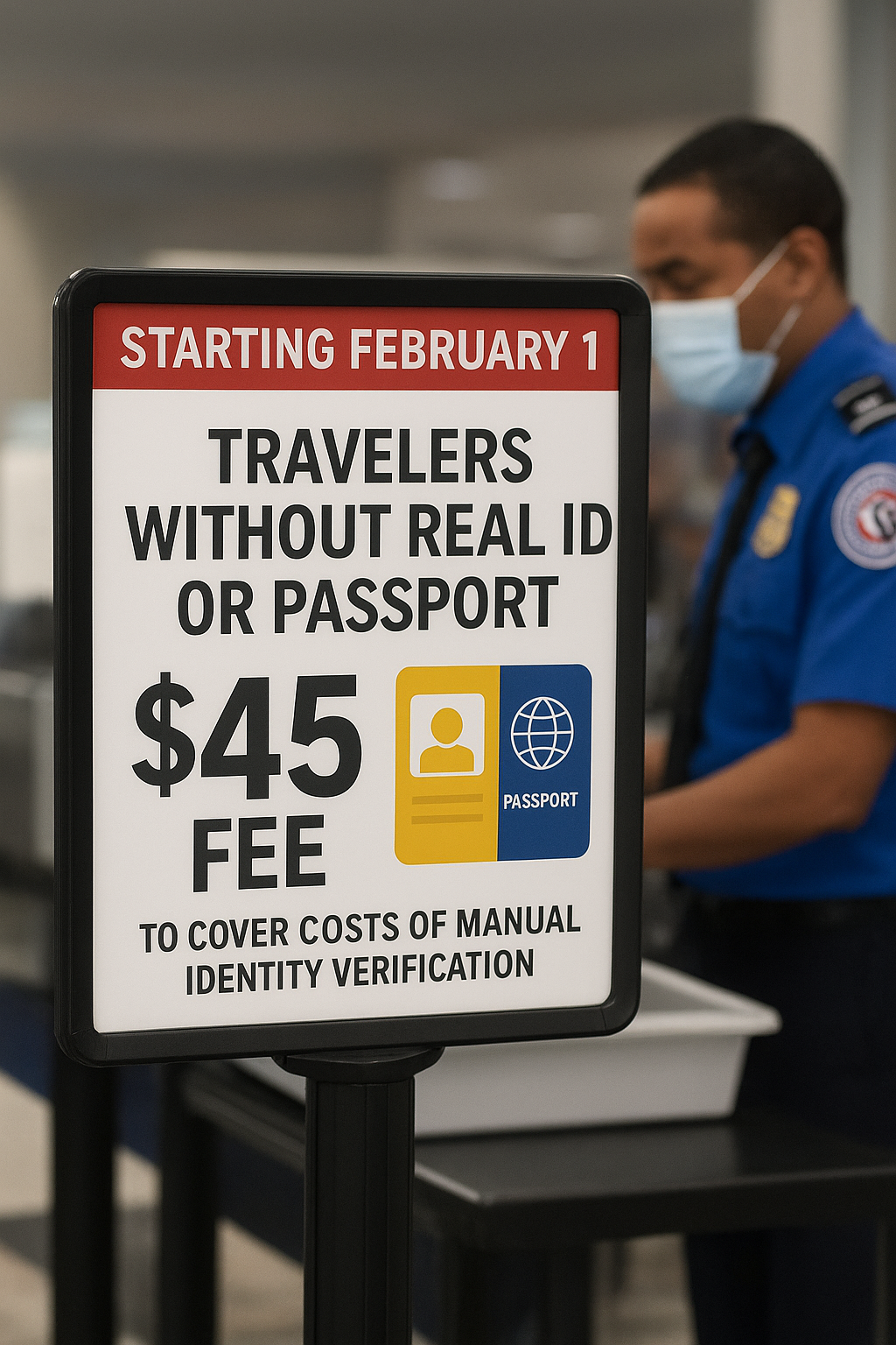 Viajantes sem REAL ID ou Passaporte pagarão taxa de US$ 45 nos aeroportos a partir de 1º de Fevereiro