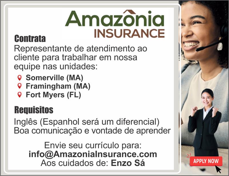 Amazônia Insurance abre vagas para atendimento ao cliente em Fort Myers, na Flórida