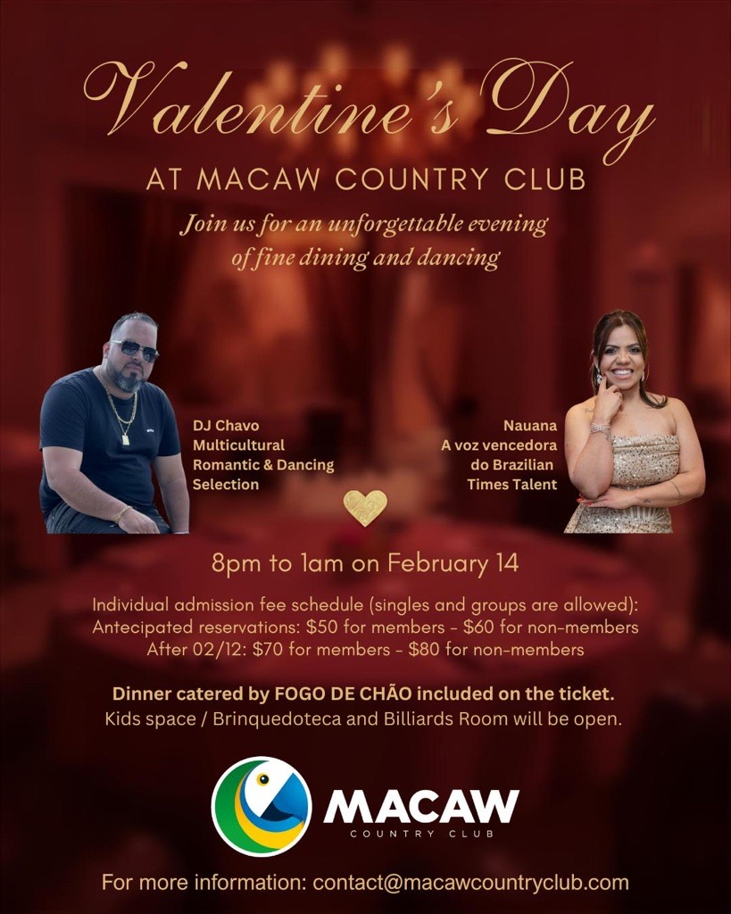 Valentine’s Day promete noite inesquecível no Macaw Country Club