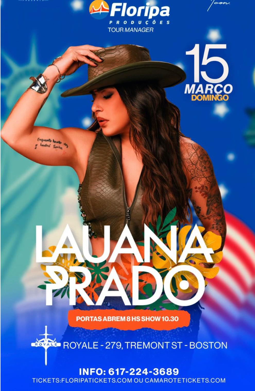 Lauana Prado se apresenta em Boston no dia 15 de março em grande produção da Floripa Produções