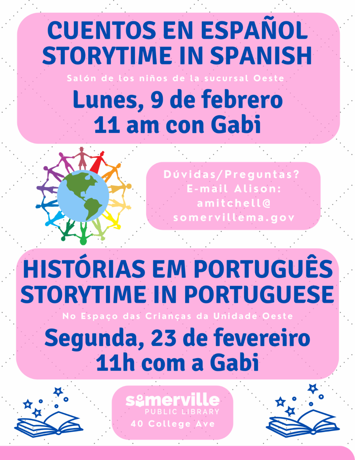 Biblioteca de Somerville promove contação de histórias em português para crianças e famílias