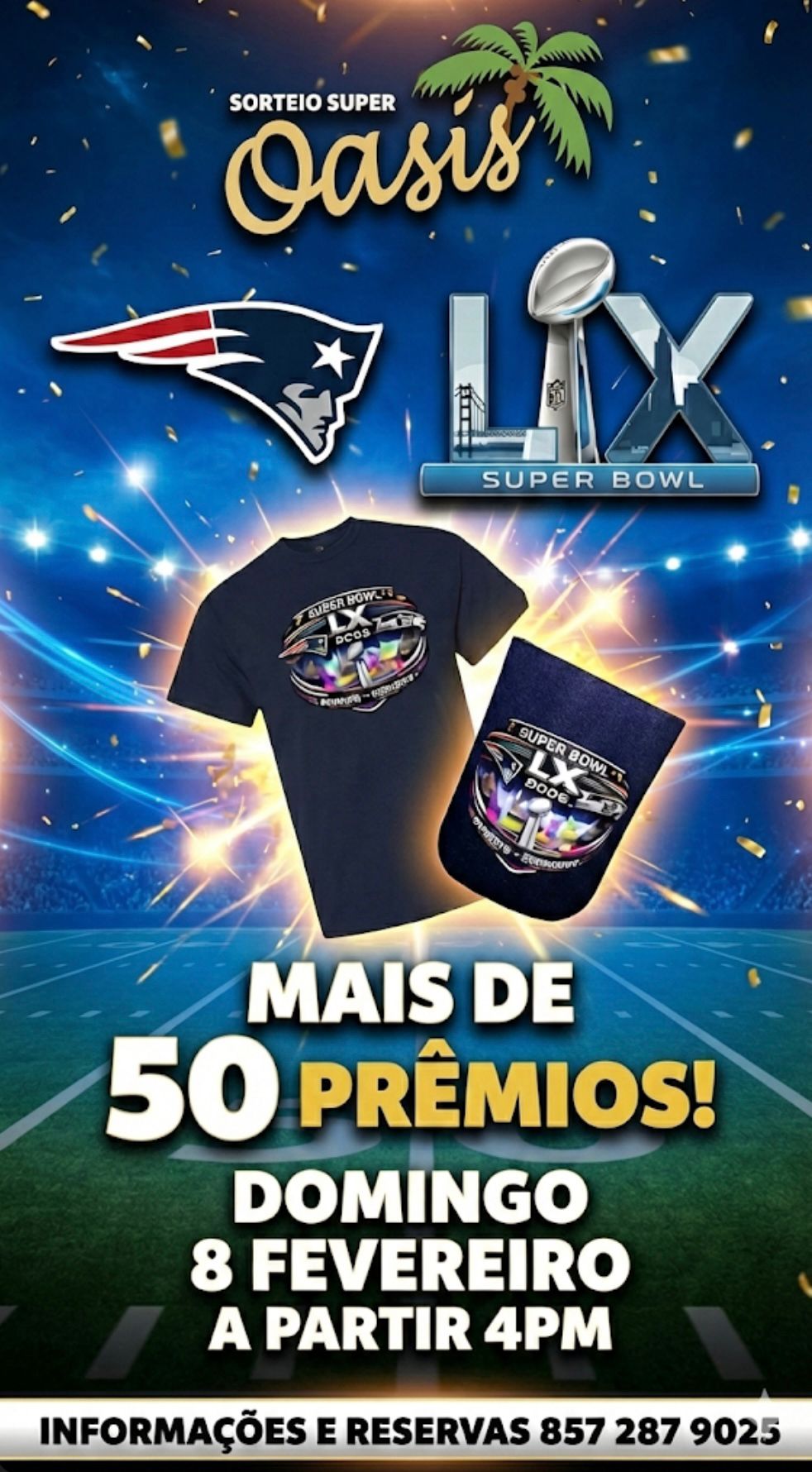 Oasis promove sorteio especial do Super Bowl LIX com mais de 50 prêmios em Medford