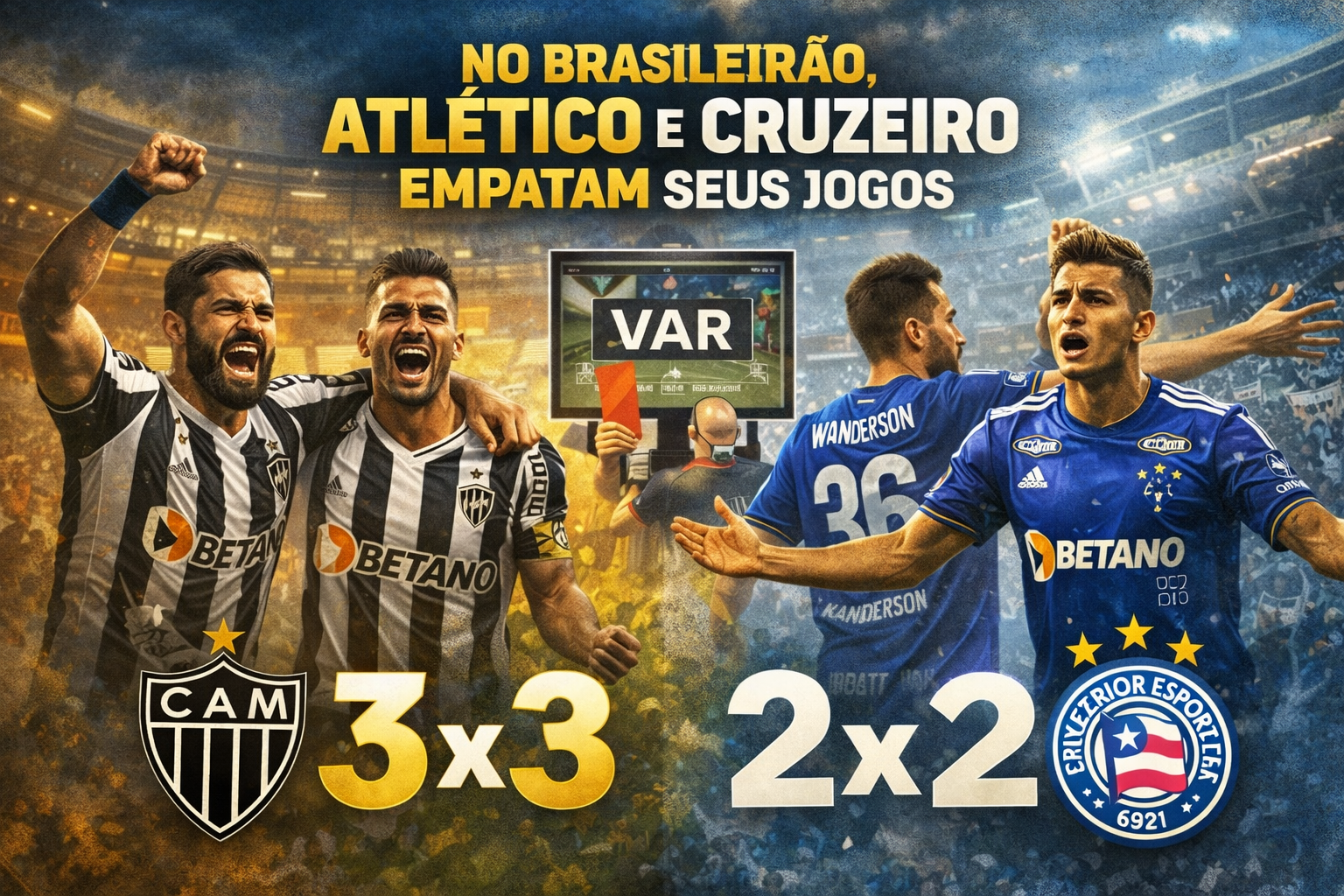 No Brasileirão, Atlético e Cruzeiro empatam seus jogos