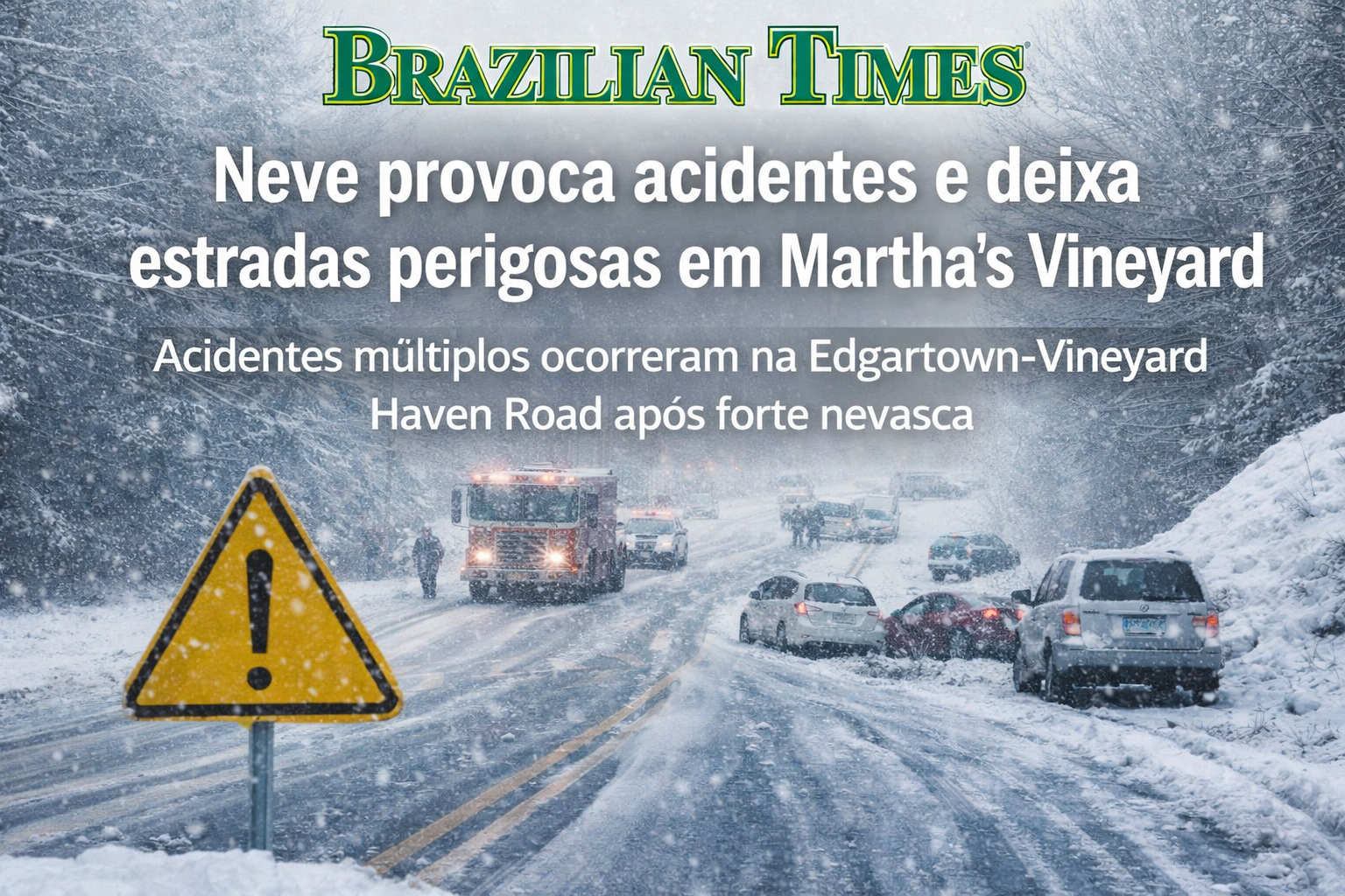 Neve provoca acidentes e deixa estradas perigosas em Martha’s Vineyard