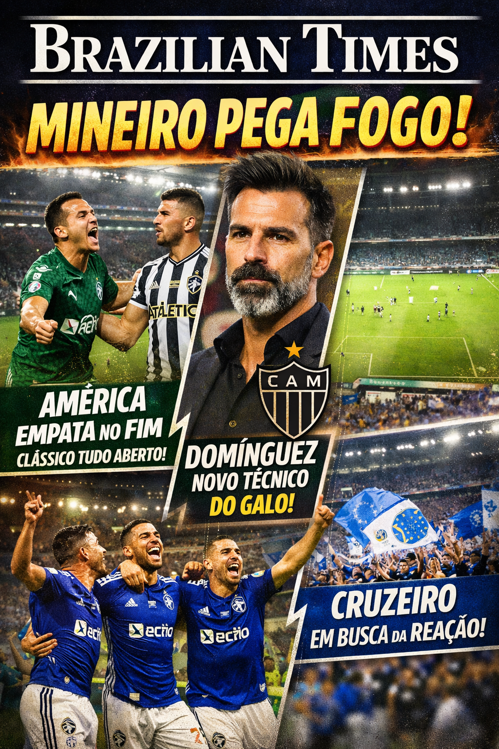 Mineiro pega fogo: América arranca empate no fim, Atlético anuncia técnico e Cruzeiro tenta reação