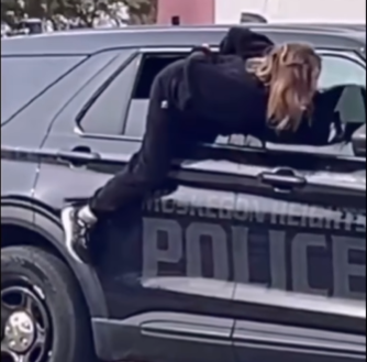Mulher algemada foge após escapar pela janela de viatura policial em Michigan