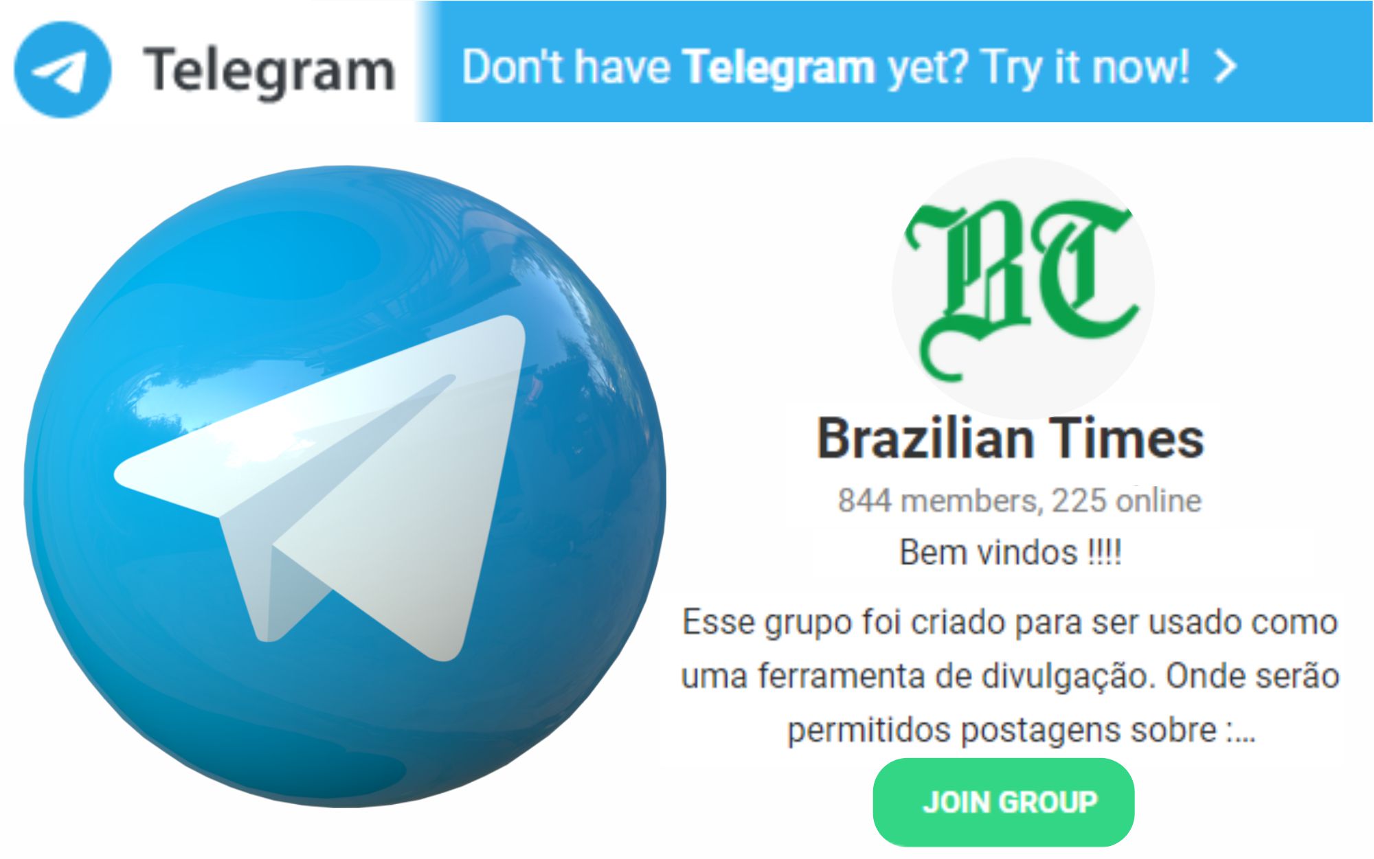 Participe do grupo do Brazil Times no Telegram e fique atualizado