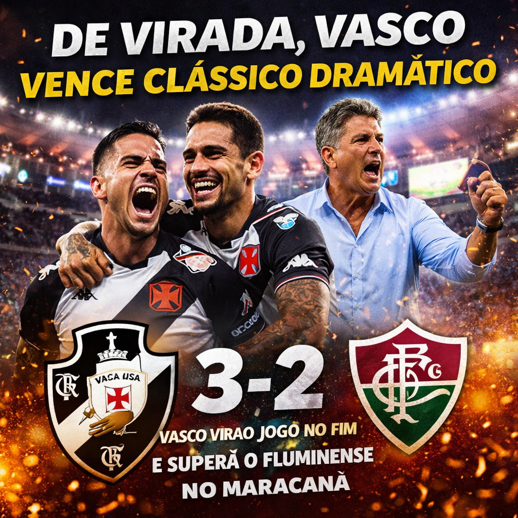 De virada, Vasco vence clássico dramático