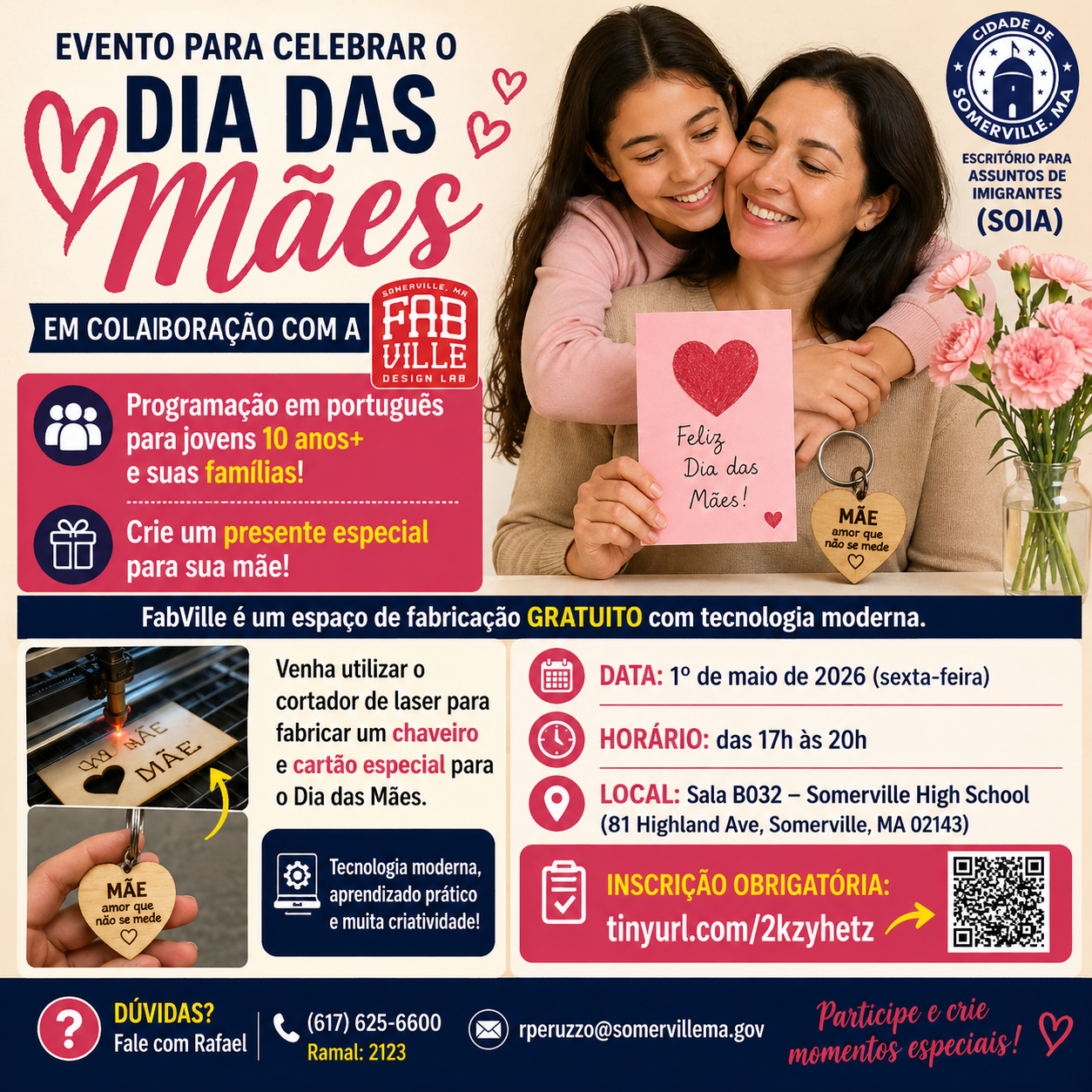 Somerville (MA) promove evento gratuito para celebrar Dia das Mães com atividade em português