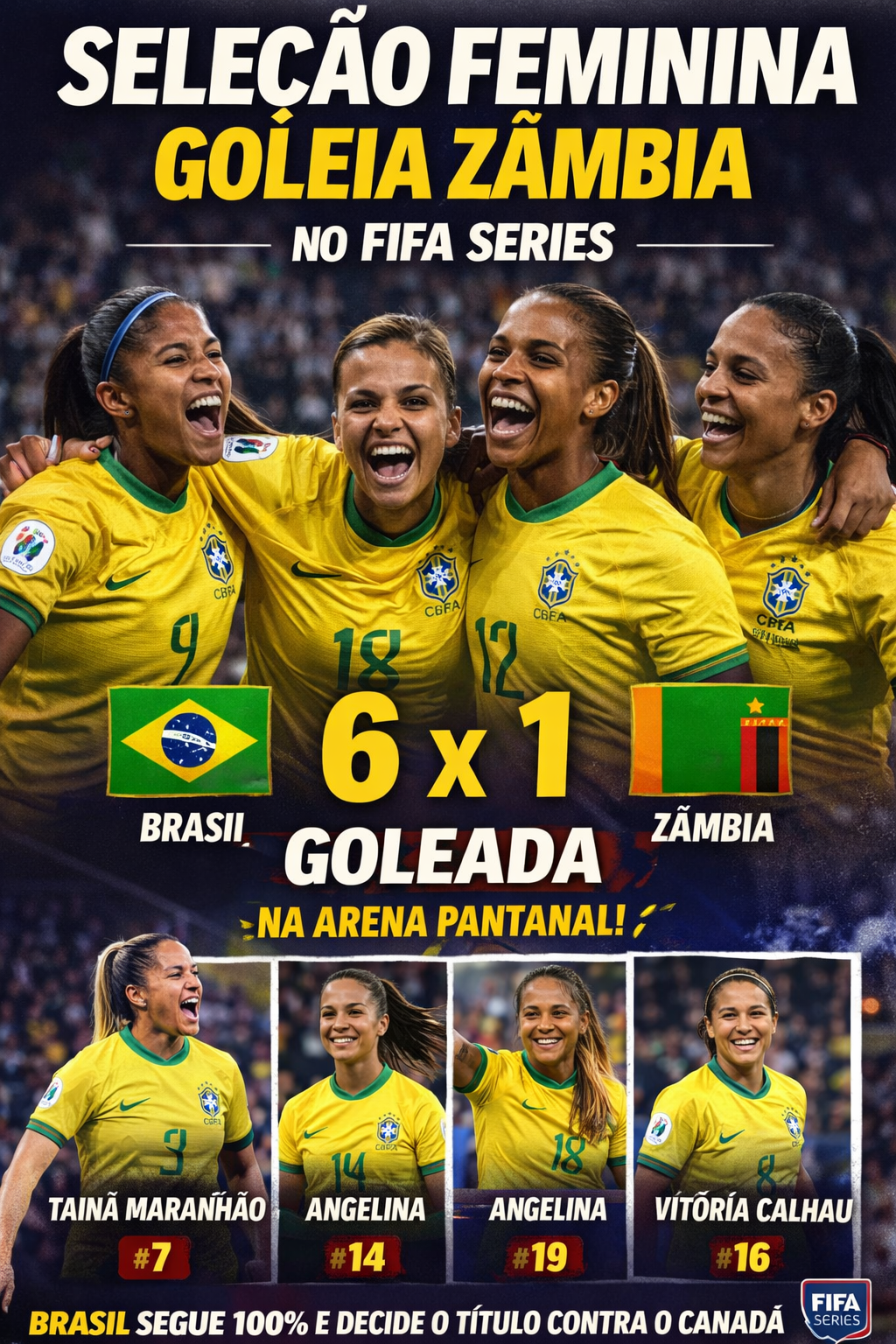 Seleção feminina goleia Zâmbia no Fifa Series