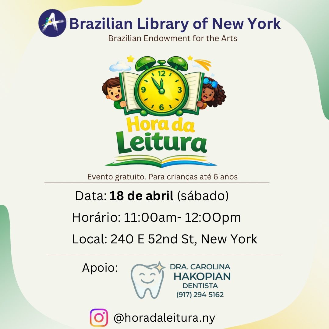 Biblioteca Brasileira de Nova York promove “A Hora da Leitura” para crianças neste sábado