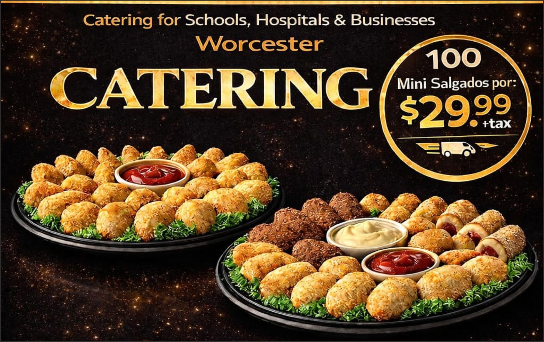 Empresa brasileira aposta em catering de salgados para escolas, hospitais e empresas em Worcester