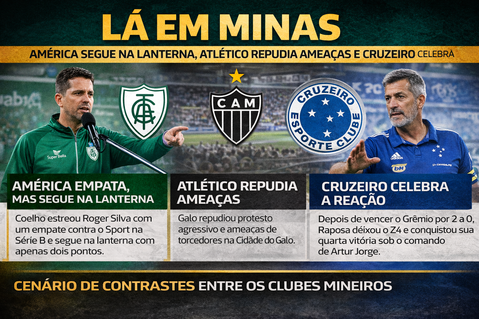 Em Minas: América segue na lanterna, atlético repudia ameaças