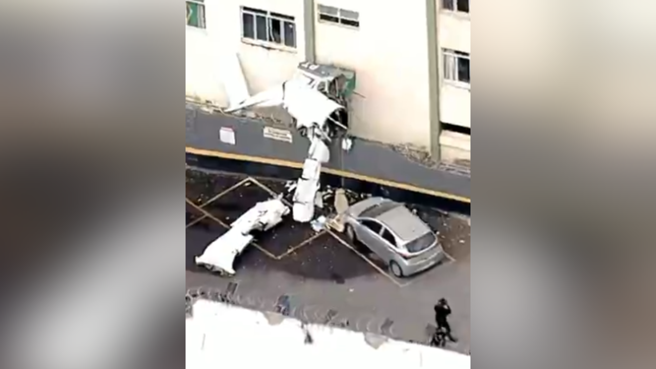 Vídeo registra queda de avião e impacto contra prédio em Belo Horizonte