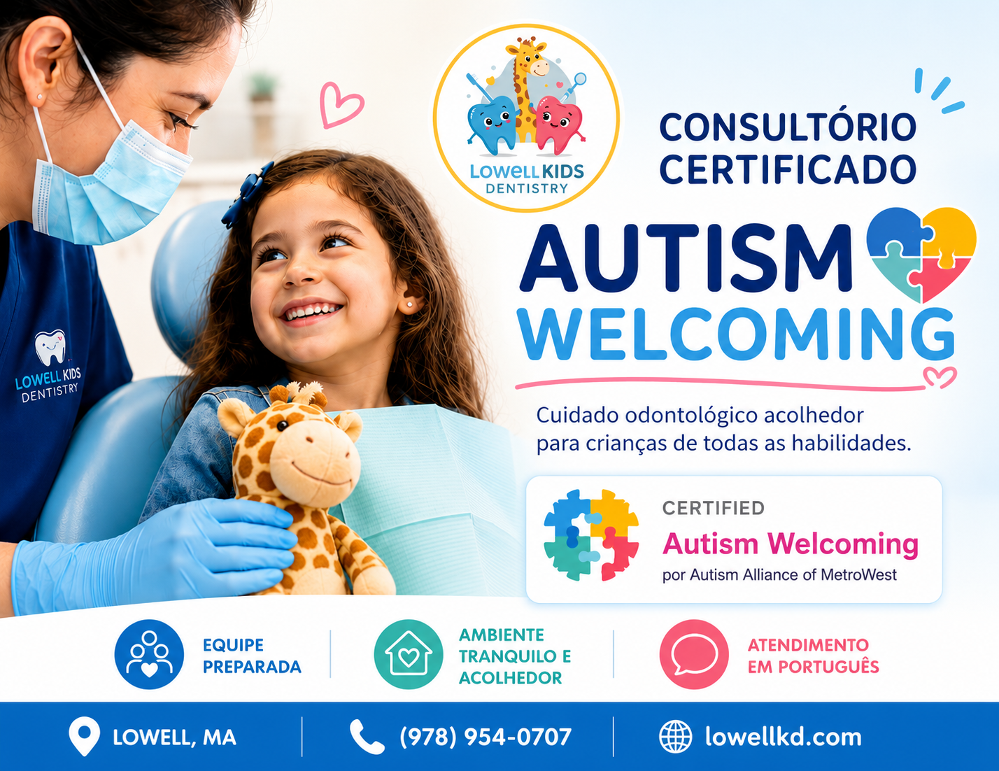 Lowell Kids Dentistry reforça atendimento acolhedor para crianças brasileiras em Lowell