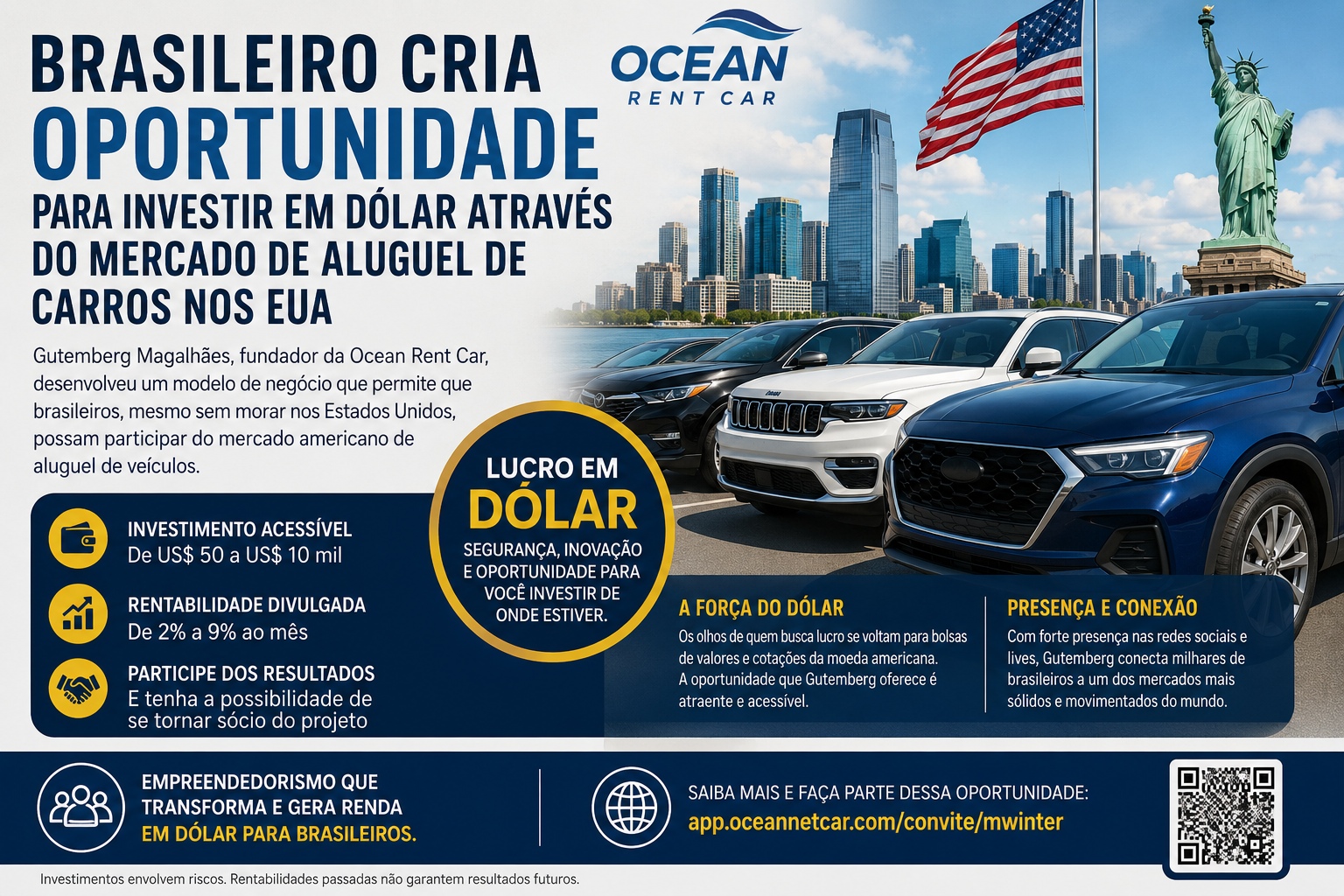 Brasileiro cria oportunidade para investir em dólar através do mercado de aluguel de carros nos EUA