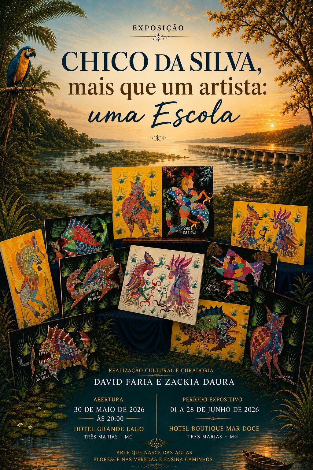 Exposição leva universo fantástico de Chico da Silva às margens do Rio São Francisco em Três Marias