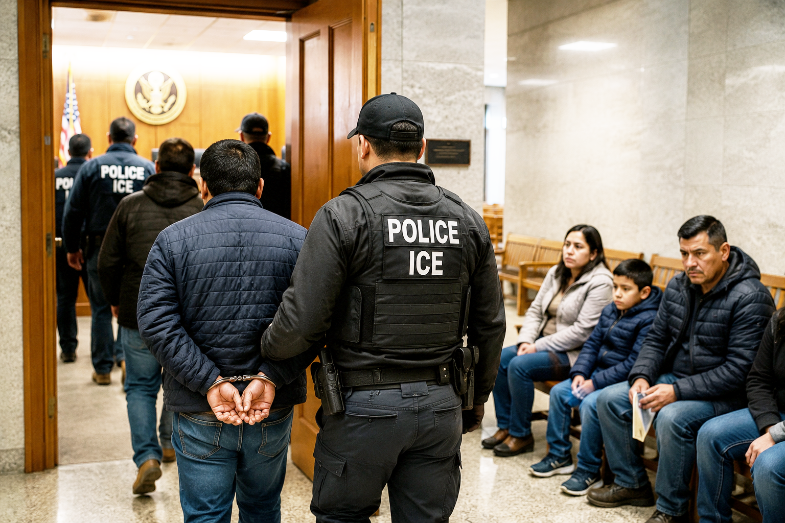Juiz federal impõe derrota ao governo Trump e proíbe prisões de imigrantes em tribunais nos Estados Unidos