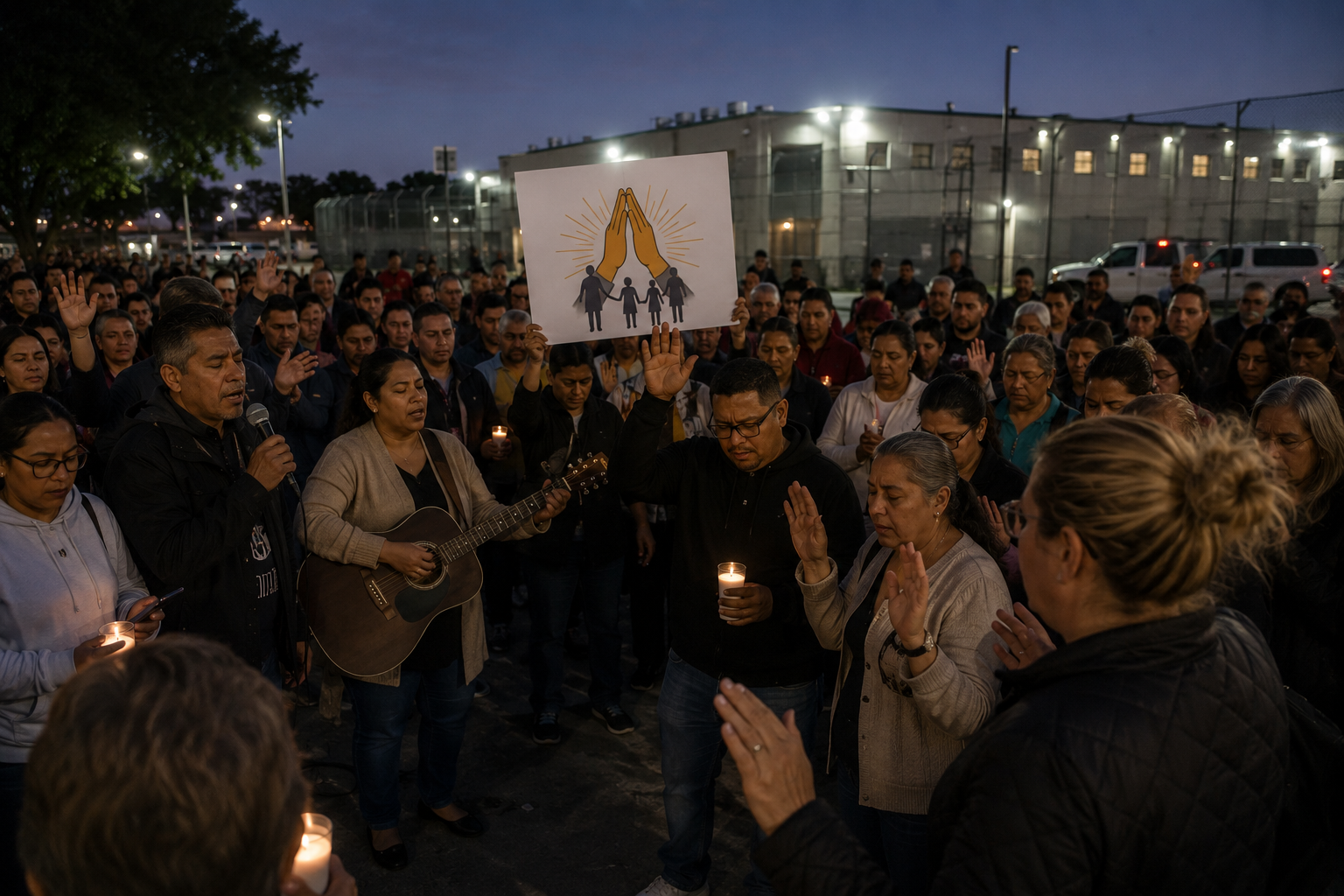 Vigília reúne orações e cânticos em apoio a imigrantes detidos pelo ICE em Newark