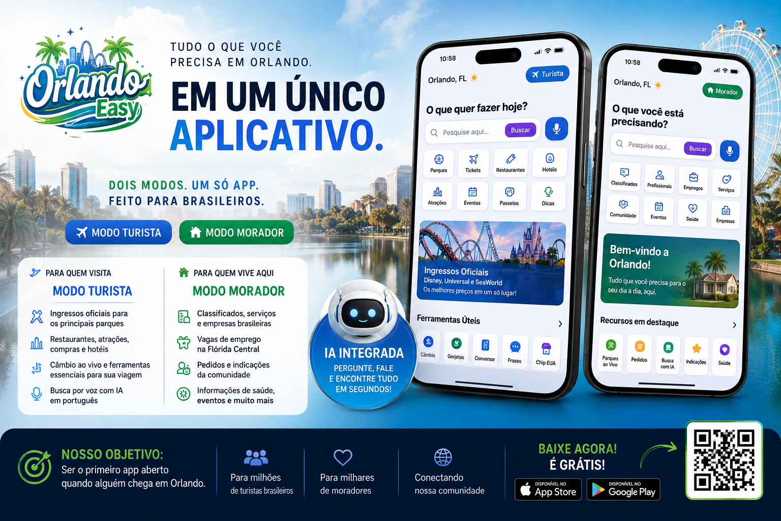 Orlando Easy reúne turismo, serviços e Inteligência Artificial em aplicativo voltado à comunidade brasileira na Flórida