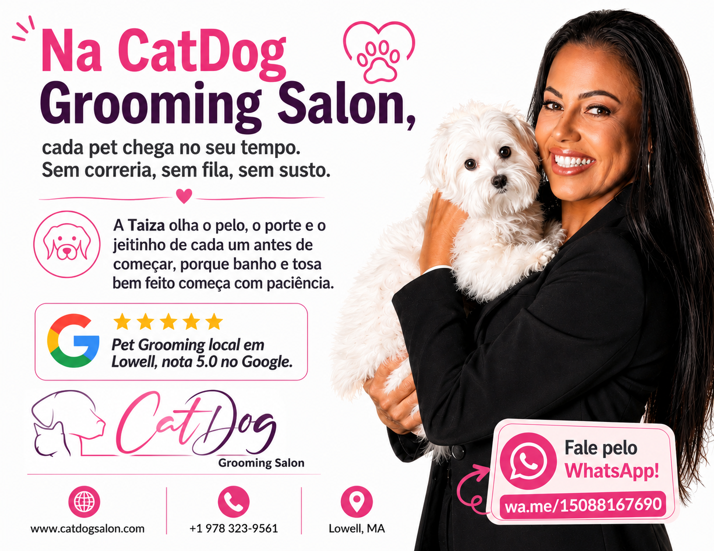 CatDog Grooming Salon conquista clientes em Lowell com atendimento personalizado e excelência no cuidado com os pets