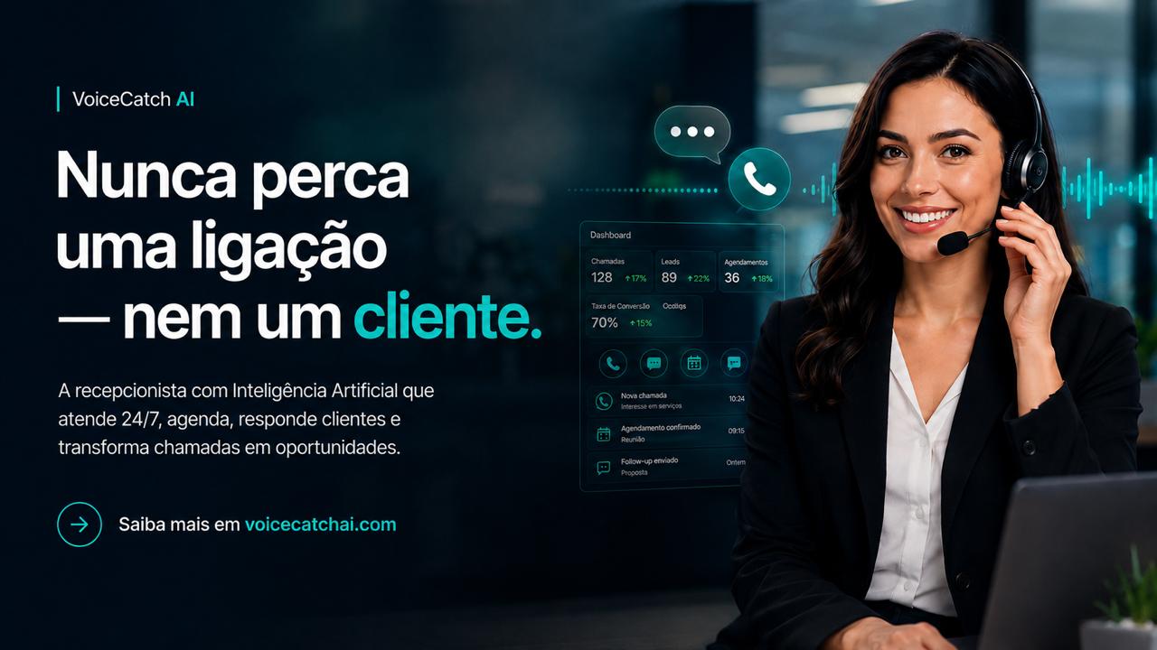 VoiceCatch AI transforma ligações em oportunidades com recepcionista virtual disponível 24 horas por dia