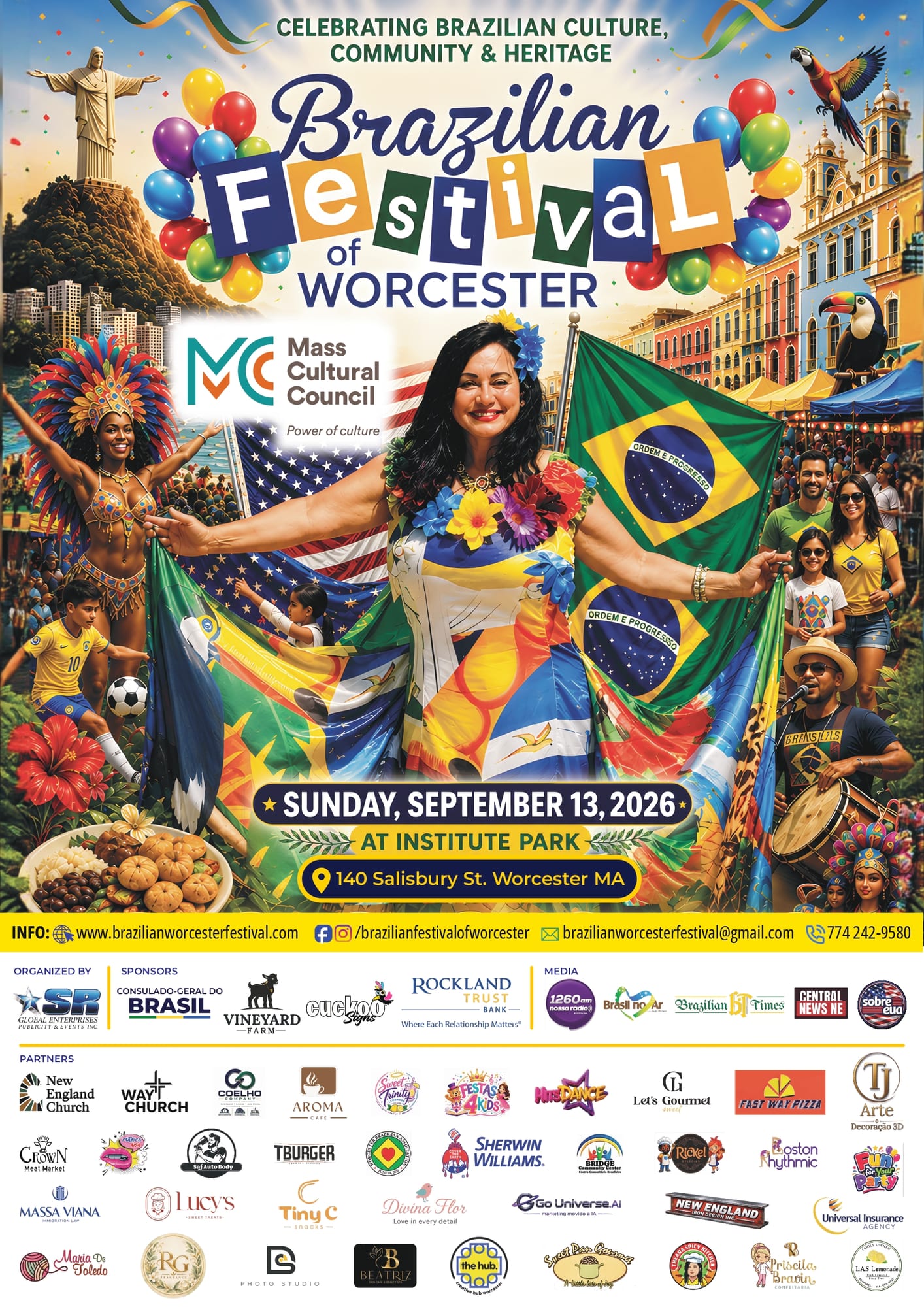 Brazilian Festival of Worcester celebra cultura brasileira com música, gastronomia e atrações para toda a família