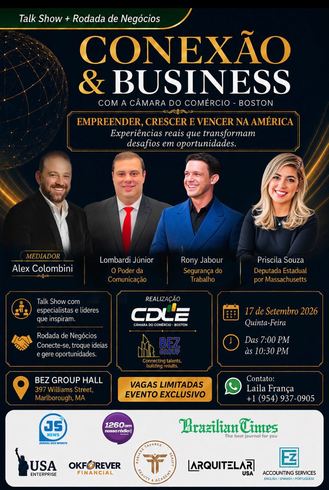 CDLE promove “Conexão & Business” com talk show e rodada de negócios em Massachusetts