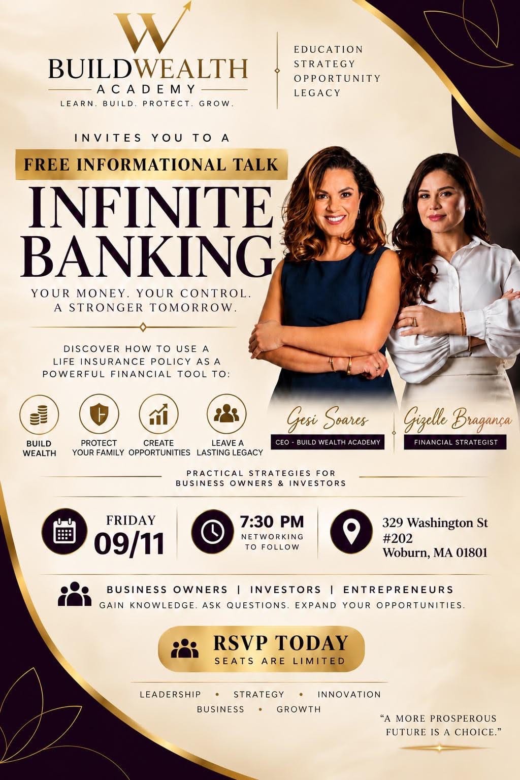 Build Wealth Academy promove palestra gratuita sobre planejamento financeiro em Woburn