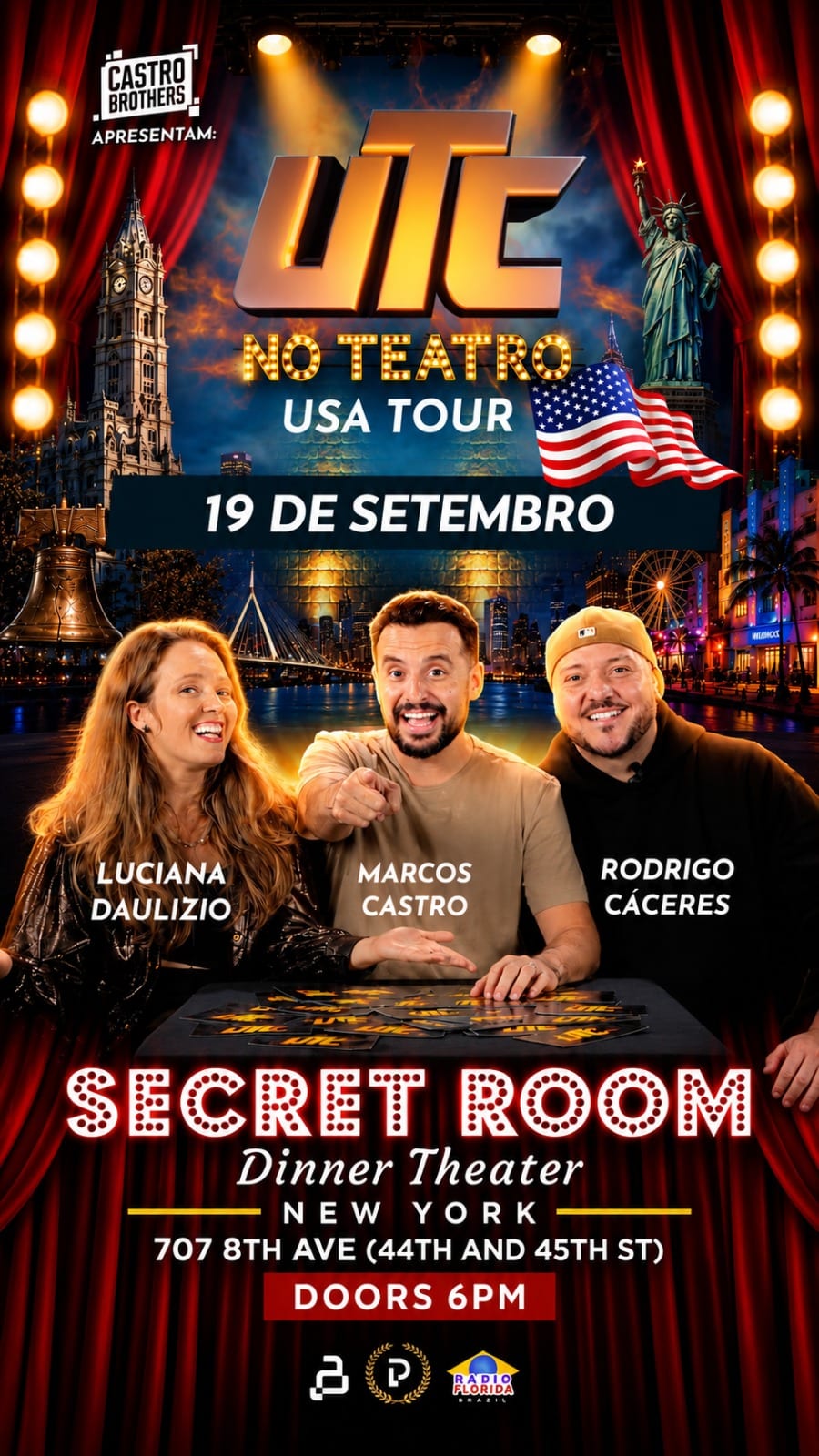 “UTC NO TEATRO – USA TOUR” leva humor brasileiro ao palco de Nova York