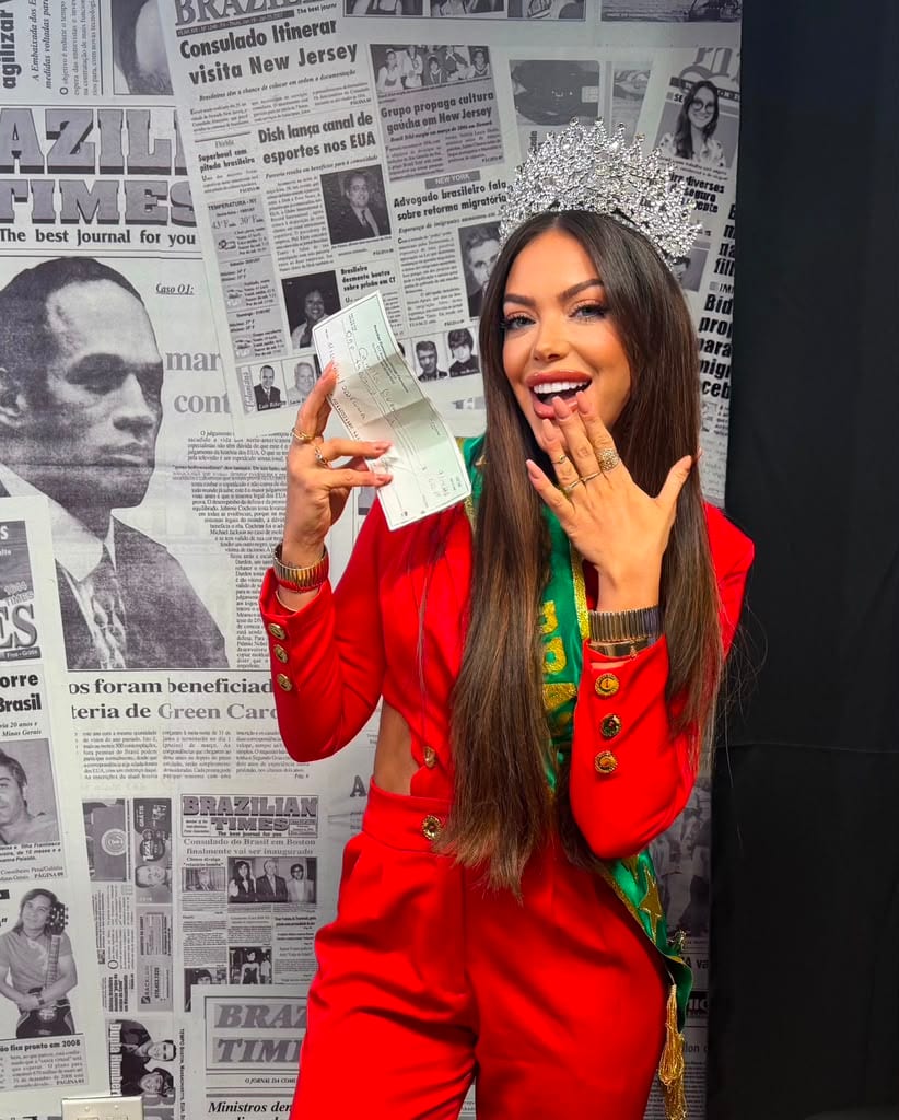 Camila Bueno visita Brazilian Times e BTTV após conquistar Miss Brasil USA Massachusetts