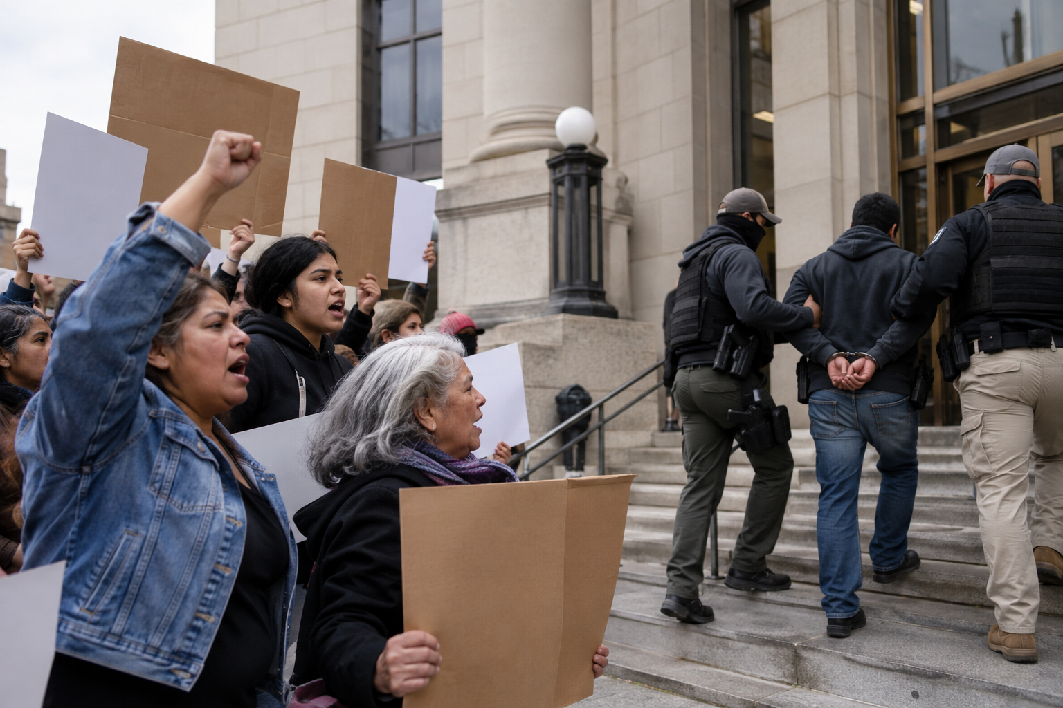 Prisão feita pelo ICE dentro de tribunal provoca protesto de defensores de imigrantes em Connecticut