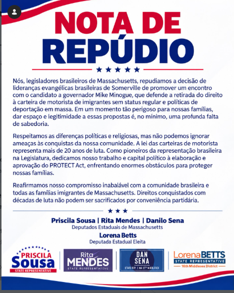 Deputados brasileiros de Massachusetts divulgam nota de repúdio contra proposta de retirada da carteira de motorista de