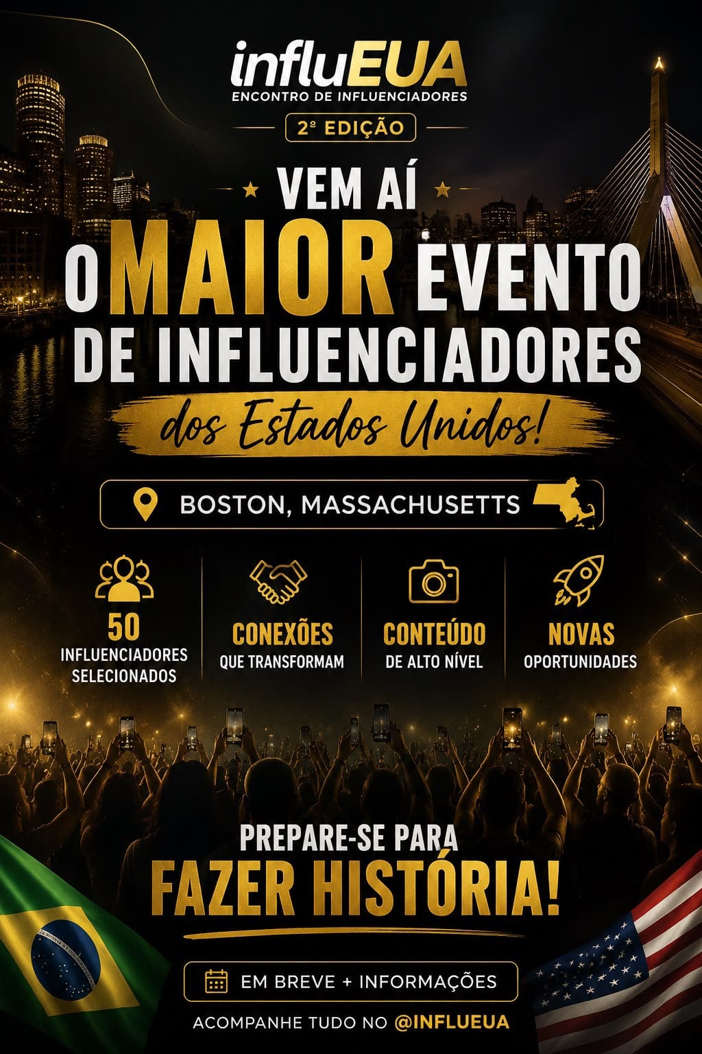 Boston receberá 2ª edição do InfluEUA, encontro que promete reunir 50 influenciadores brasileiros nos Estados Unidos