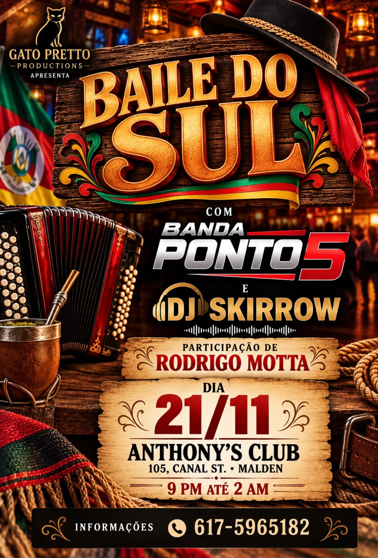 Baile do Sul terá Banda Ponto 5 e DJ Skirrow em Malden